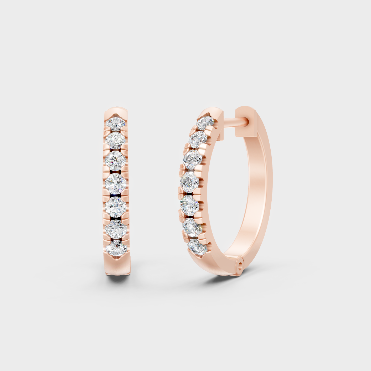 Rose Gold Round Diamond Hoop Earrings 0.22 Ct Ethical Sparkle Jewelry